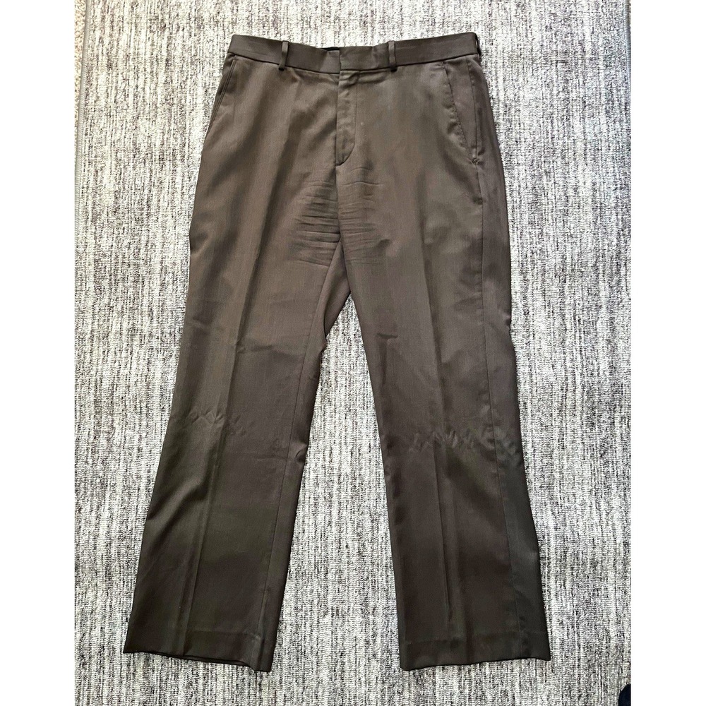 Banana Republic Heritage Men's Brown Wool Blend Flat Front Straight Leg 34x32